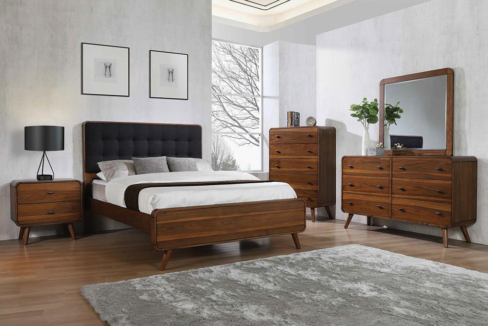 Robyn Bedroom Set with Upholstered Tufted Headboard Dark Walnut - 205131KE-S5 - Bien Home Furniture &amp; Electronics