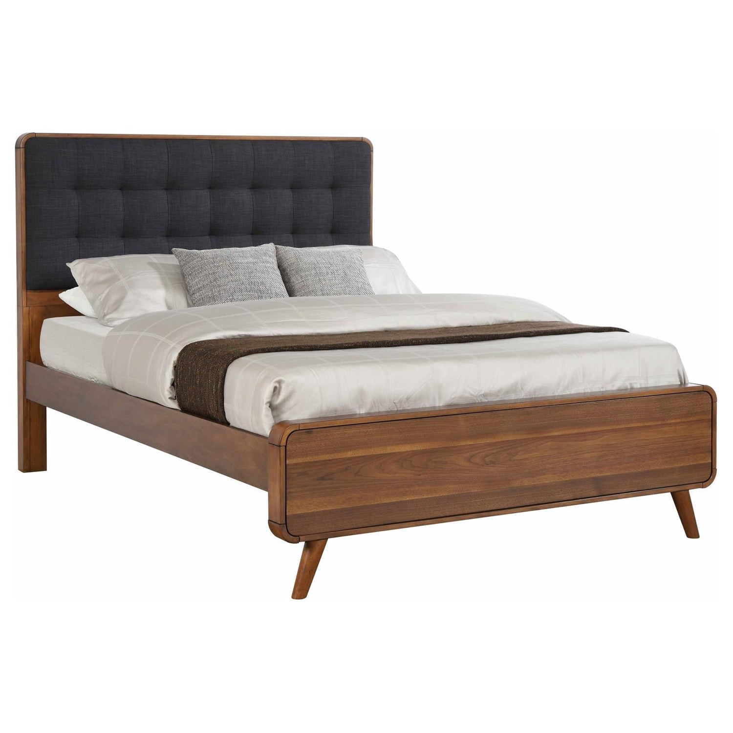 Robyn Eastern King Bed with Upholstered Headboard Dark Walnut - 205131KE - Bien Home Furniture &amp; Electronics