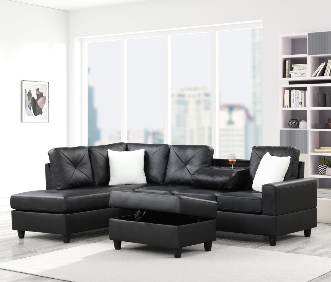 Rocket PU Reversible Sectional (Black) *Sectional - RocketPU Sectional - Bien Home Furniture &amp; Electronics