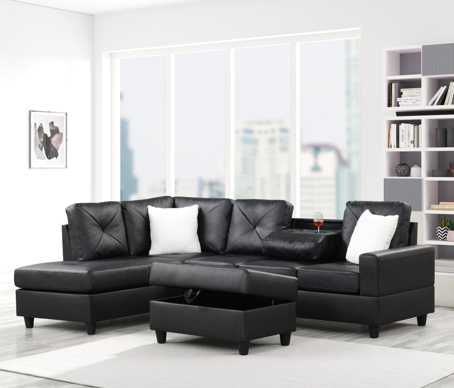 Rocket PU Reversible Sectional (Black) *Sectional - RocketPU Sectional - Bien Home Furniture &amp; Electronics