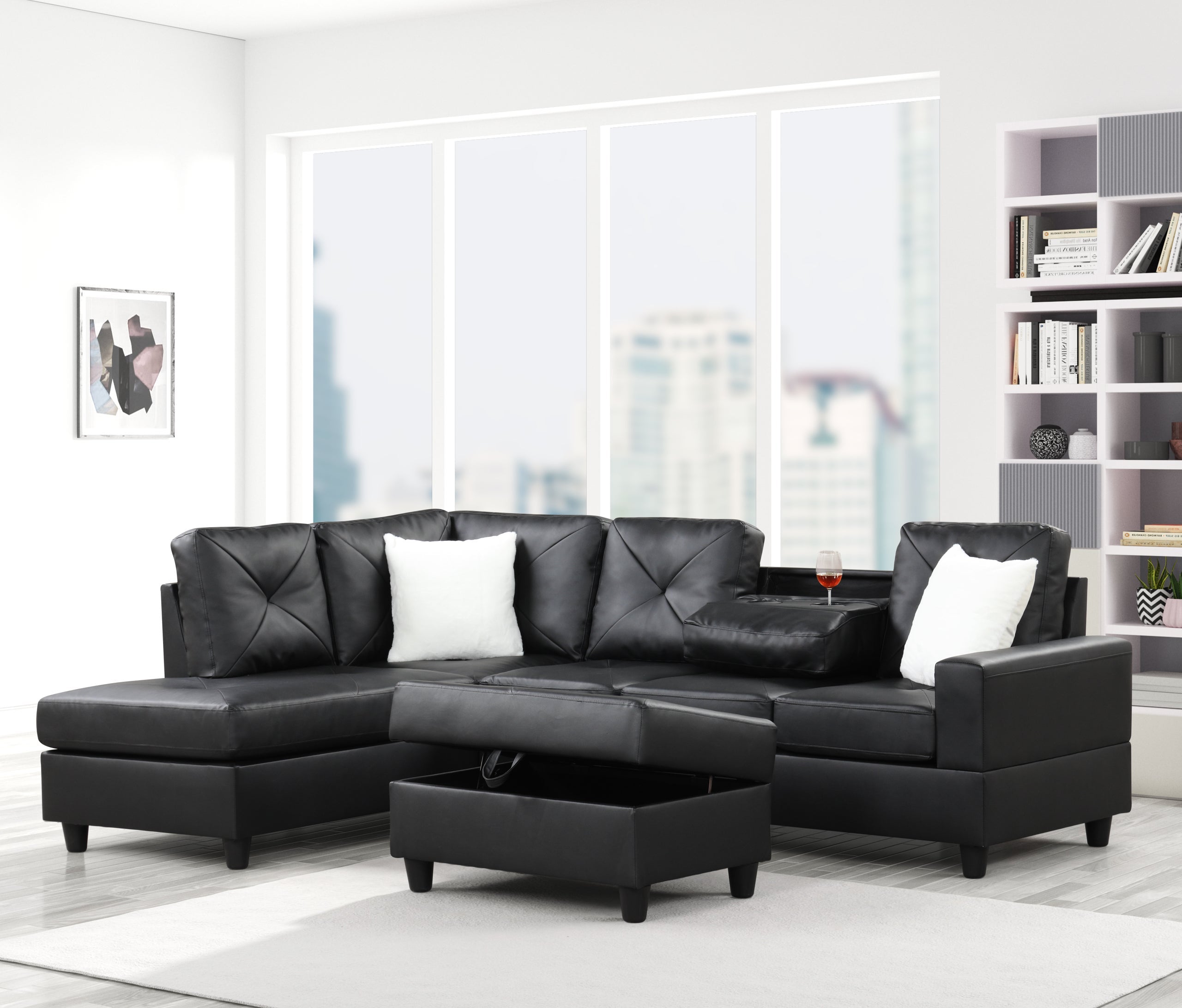 Rocket PU Reversible Sectional (Black) *Sectional - RocketPU Sectional - Bien Home Furniture &amp; Electronics