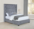 Rocori Eastern King Wingback Tufted Bed Gray - 306075KE - Bien Home Furniture & Electronics