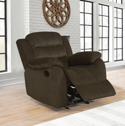 Rodman Upholstered Glider Recliner Chocolate - 601883 - Bien Home Furniture &amp; Electronics