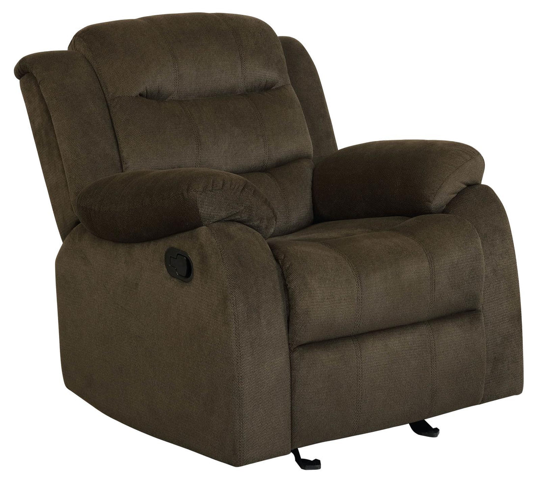 Rodman Upholstered Glider Recliner Chocolate - 601883 - Bien Home Furniture &amp; Electronics