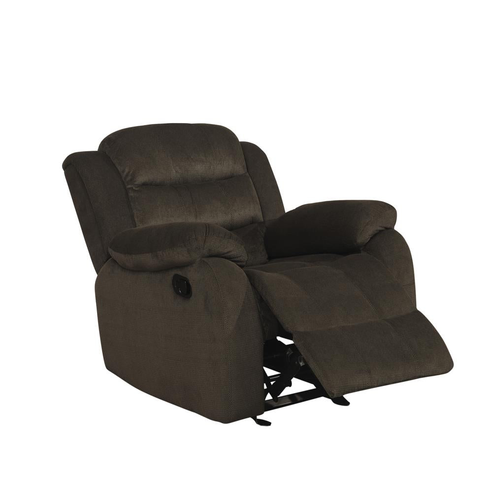 Rodman Upholstered Glider Recliner Chocolate - 601883 - Bien Home Furniture &amp; Electronics