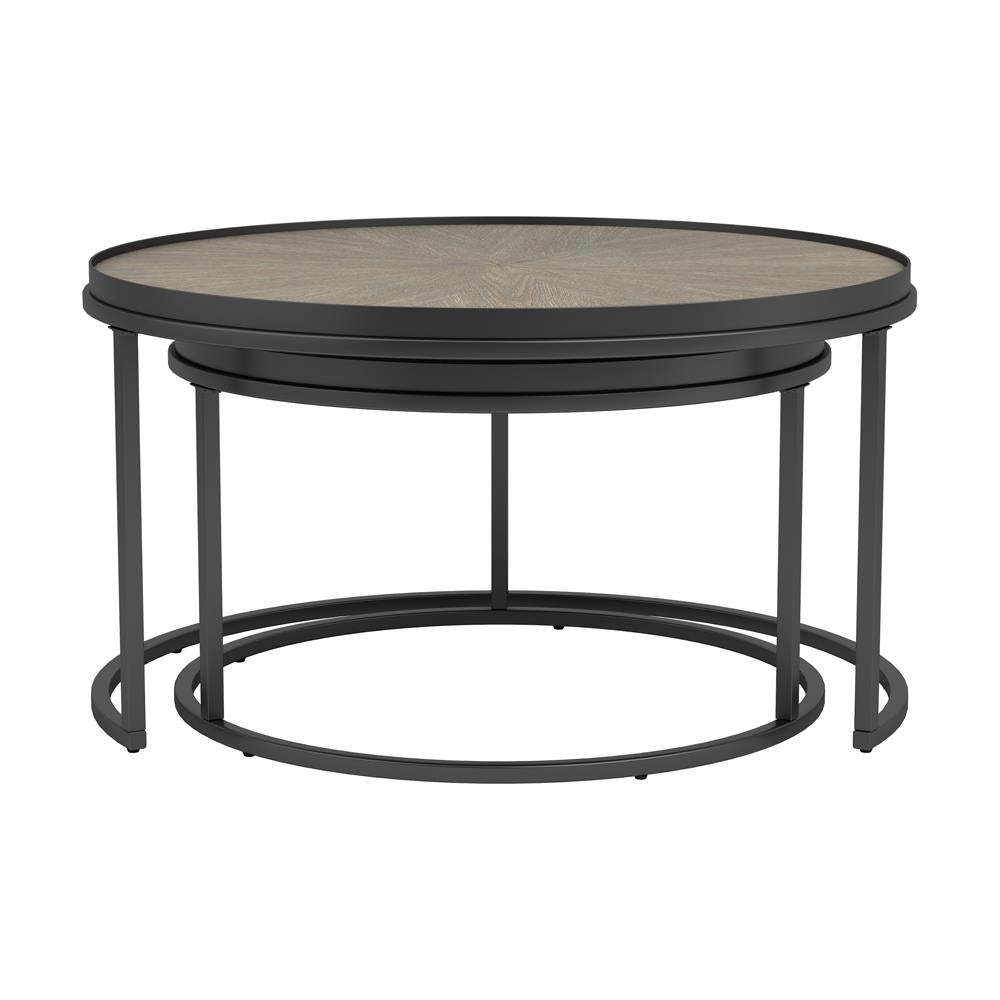 Rodrigo 2-Piece Round Nesting Tables Weathered Elm - 931215 - Bien Home Furniture &amp; Electronics