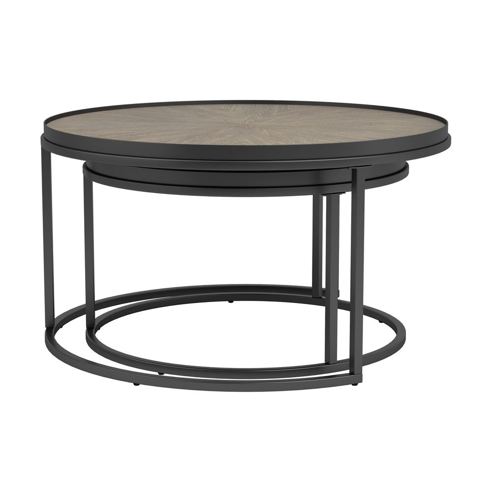 Rodrigo 2-Piece Round Nesting Tables Weathered Elm - 931215 - Bien Home Furniture &amp; Electronics