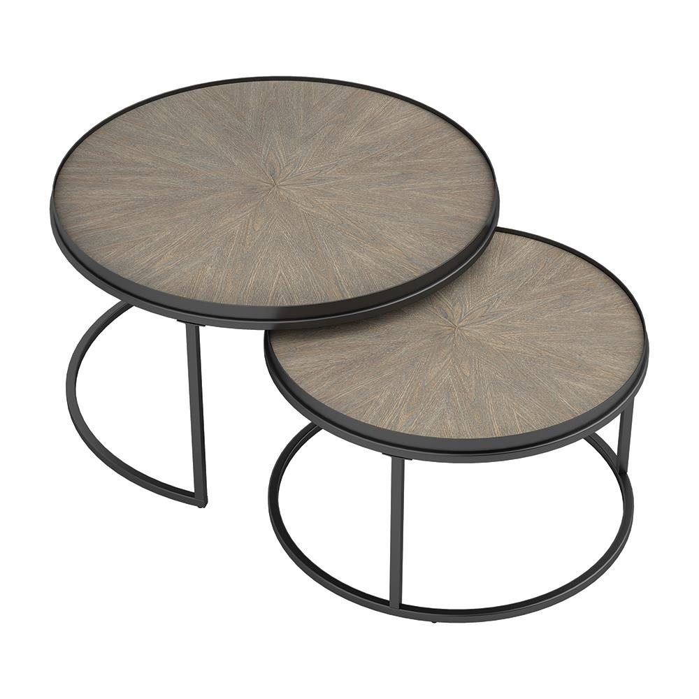 Rodrigo 2-Piece Round Nesting Tables Weathered Elm - 931215 - Bien Home Furniture &amp; Electronics