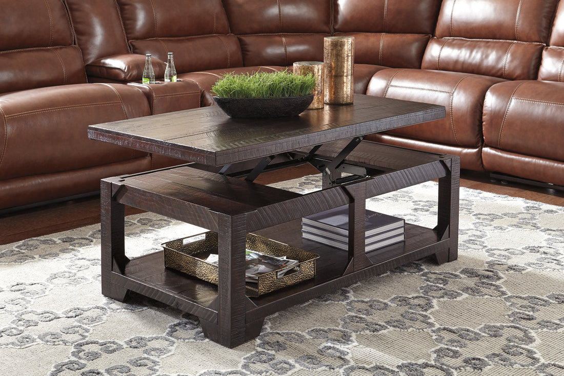 Rogness Rustic Brown Coffee Table with Lift Top - T745-9 - Bien Home Furniture &amp; Electronics