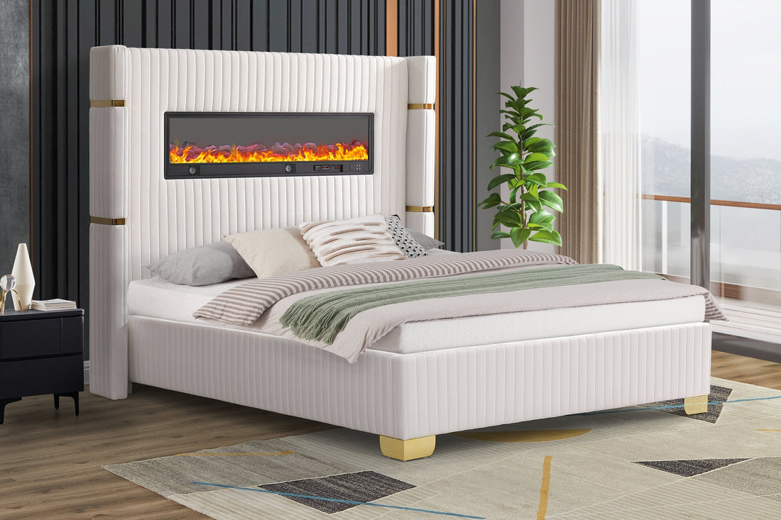 Romance White Platform Bed Queen, King *King - ROMANCE WHITE King - Bien Home Furniture &amp; Electronics