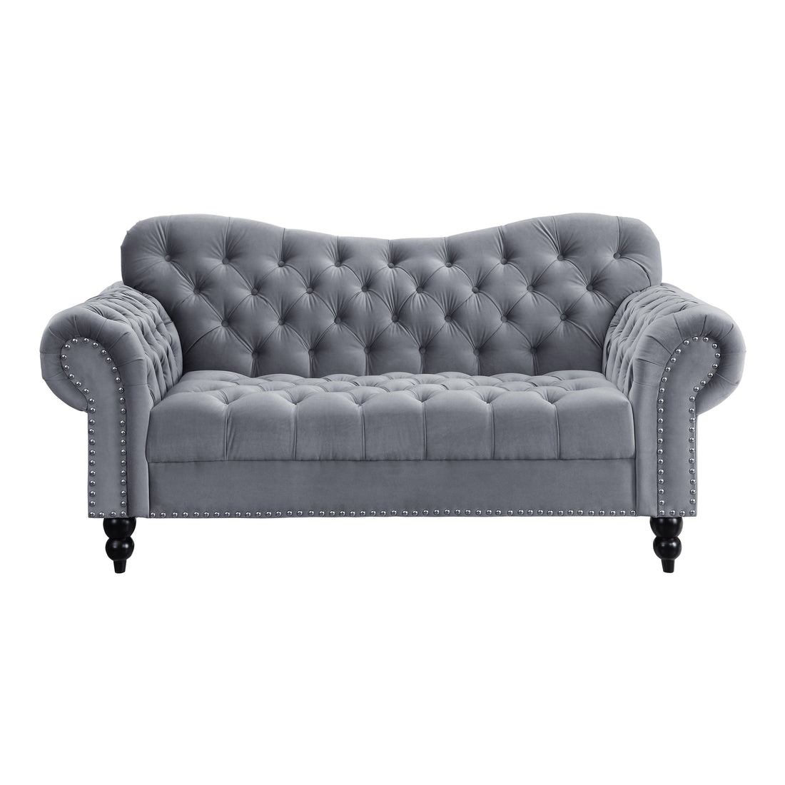Rosalie Dark Gray Velvet Loveseat - 9330DG-2 - Bien Home Furniture &amp; Electronics