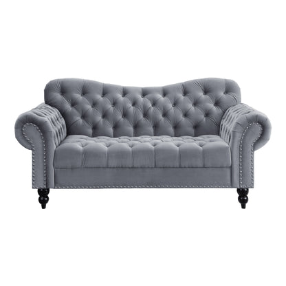 Rosalie Dark Gray Velvet Loveseat - 9330DG-2 - Bien Home Furniture &amp; Electronics