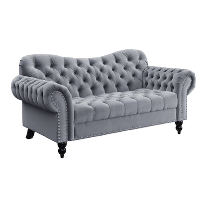 Rosalie Dark Gray Velvet Loveseat - 9330DG-2 - Bien Home Furniture &amp; Electronics