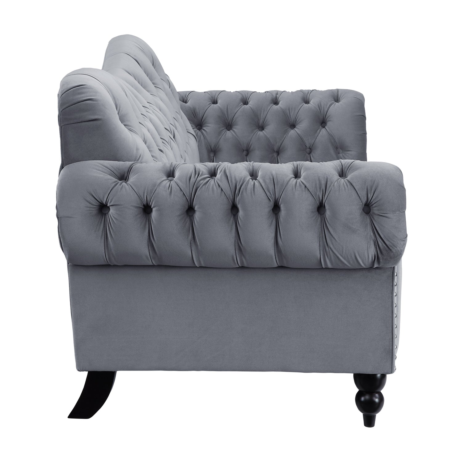Rosalie Dark Gray Velvet Loveseat - 9330DG-2 - Bien Home Furniture &amp; Electronics