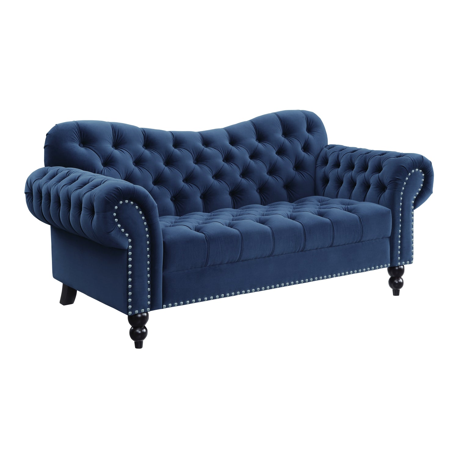 Rosalie Navy Blue Velvet Loveseat - 9330BU-2 - Bien Home Furniture &amp; Electronics