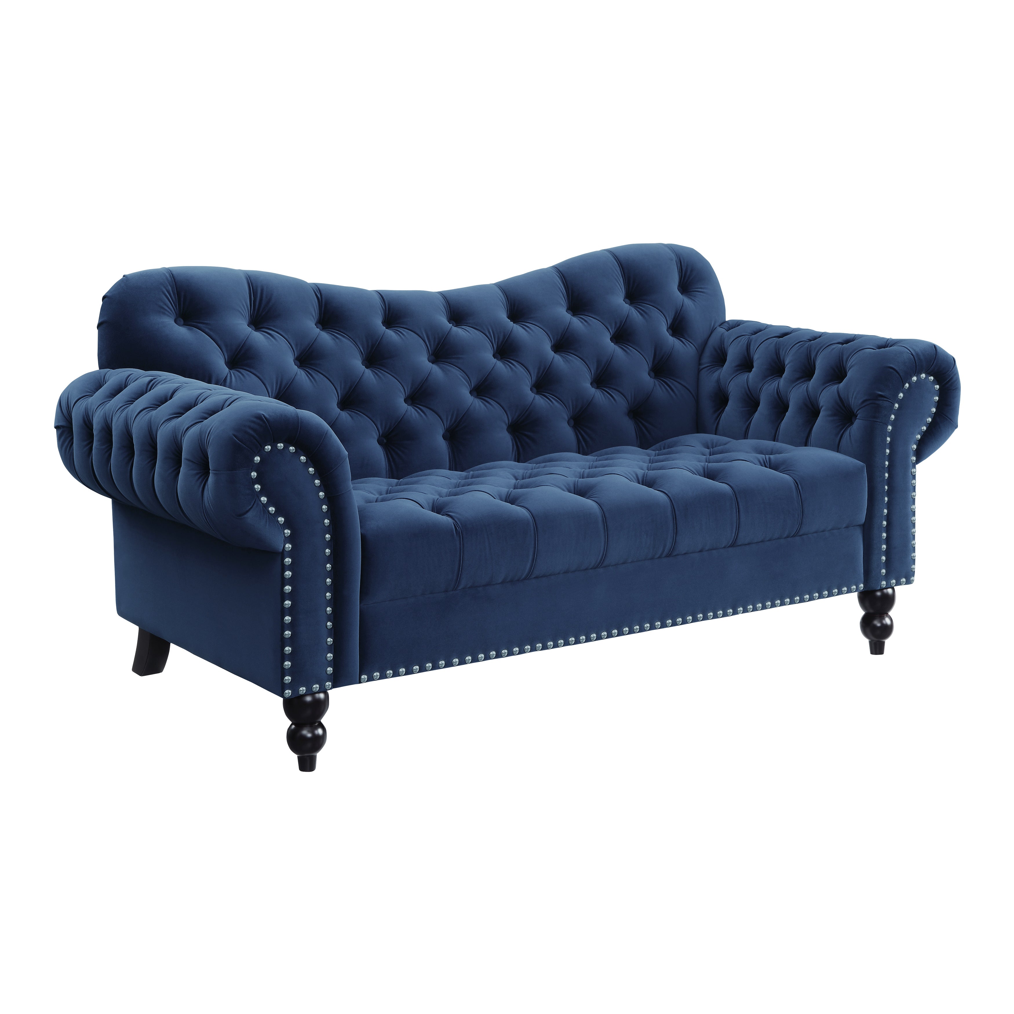 Rosalie Navy Blue Velvet Loveseat - 9330BU-2 - Bien Home Furniture &amp; Electronics