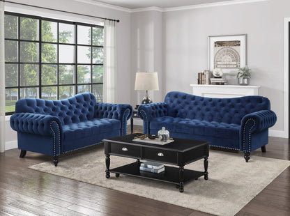 Rosalie Navy Blue Velvet Loveseat - 9330BU-2 - Bien Home Furniture &amp; Electronics