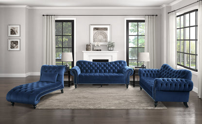 Rosalie Navy Blue Velvet Loveseat - 9330BU-2 - Bien Home Furniture &amp; Electronics