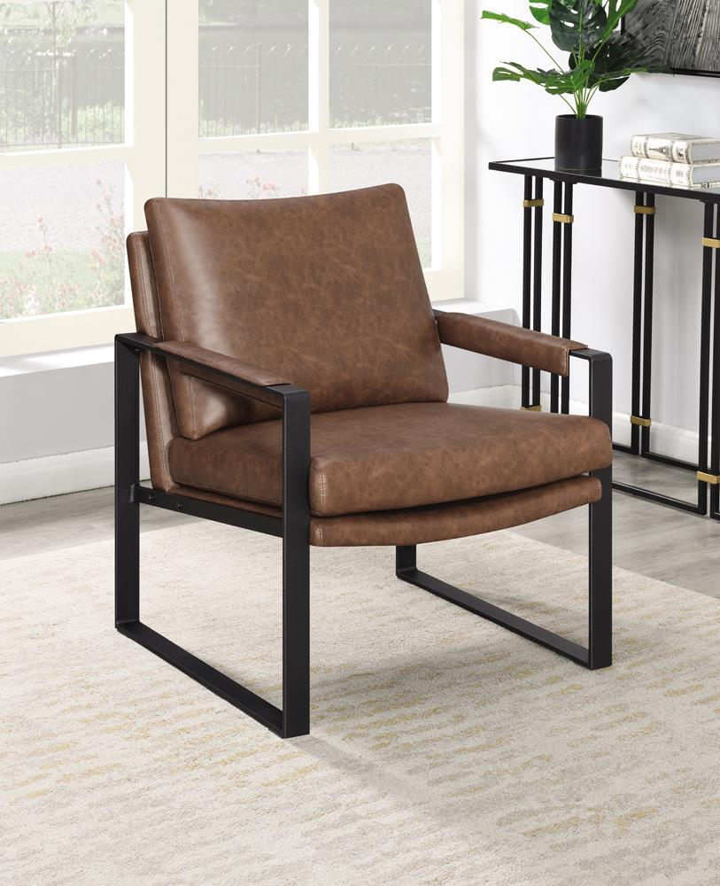 Rosalind Umber Brown/Gunmetal Upholstered Accent Chair with Removable Cushion - 904112 - Bien Home Furniture &amp; Electronics