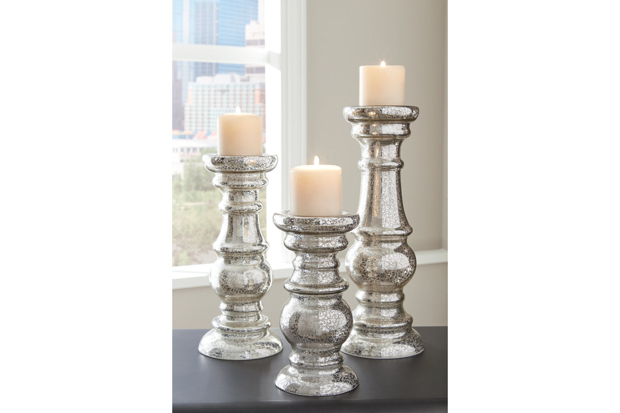 Rosario Silver Finish Candle Holder, Set of 3 - A2000249 - Bien Home Furniture &amp; Electronics