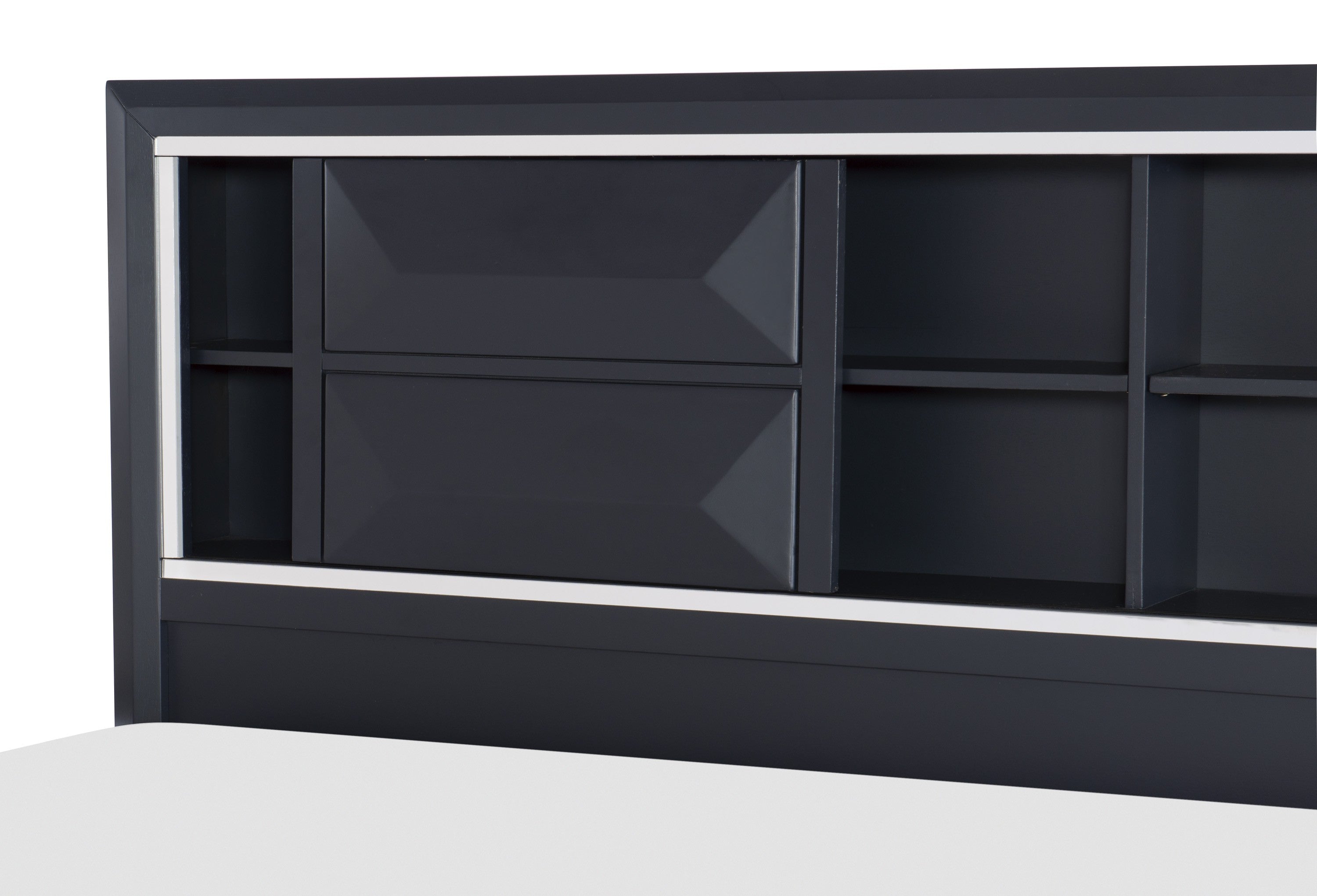 Rosemont Midnight Blue Eastern King Platform Bed with Footboard Storage - 1553K-1EK* - Bien Home Furniture &amp; Electronics