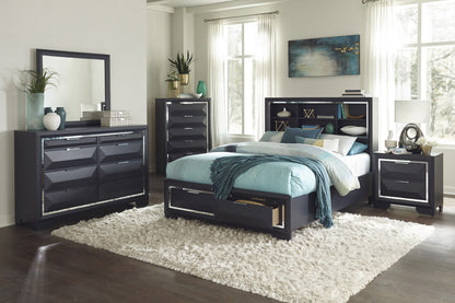 Rosemont Midnight Blue Eastern King Platform Bed with Footboard Storage - 1553K-1EK* - Bien Home Furniture &amp; Electronics