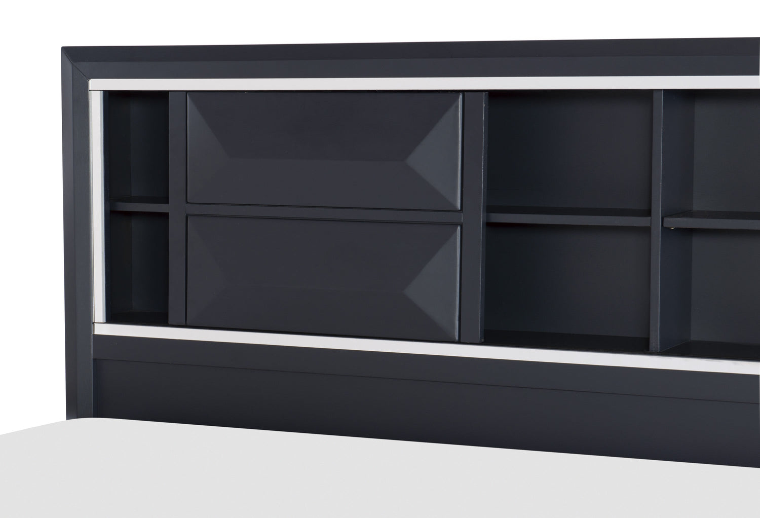 Rosemont Midnight Blue Queen Platform Bed with Footboard Storage - 1553-1* - Bien Home Furniture &amp; Electronics