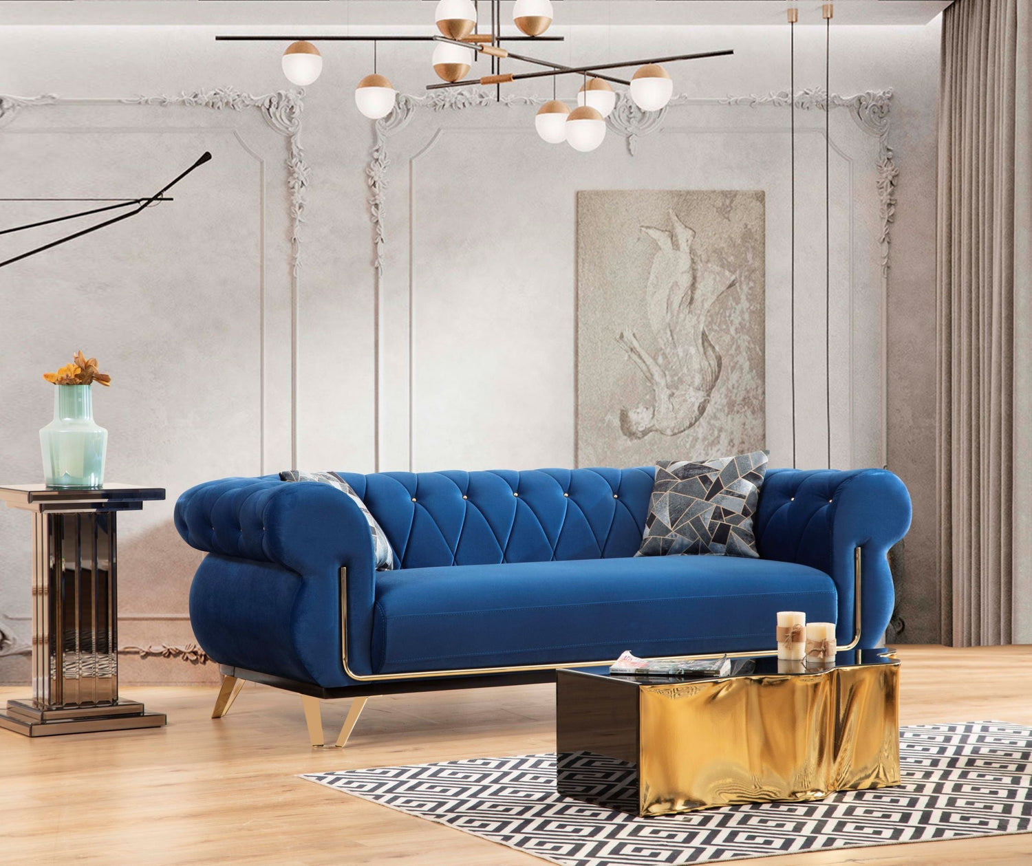 Rosy Navy Living Room Set - ROSYNAVY-SL - Bien Home Furniture &amp; Electronics