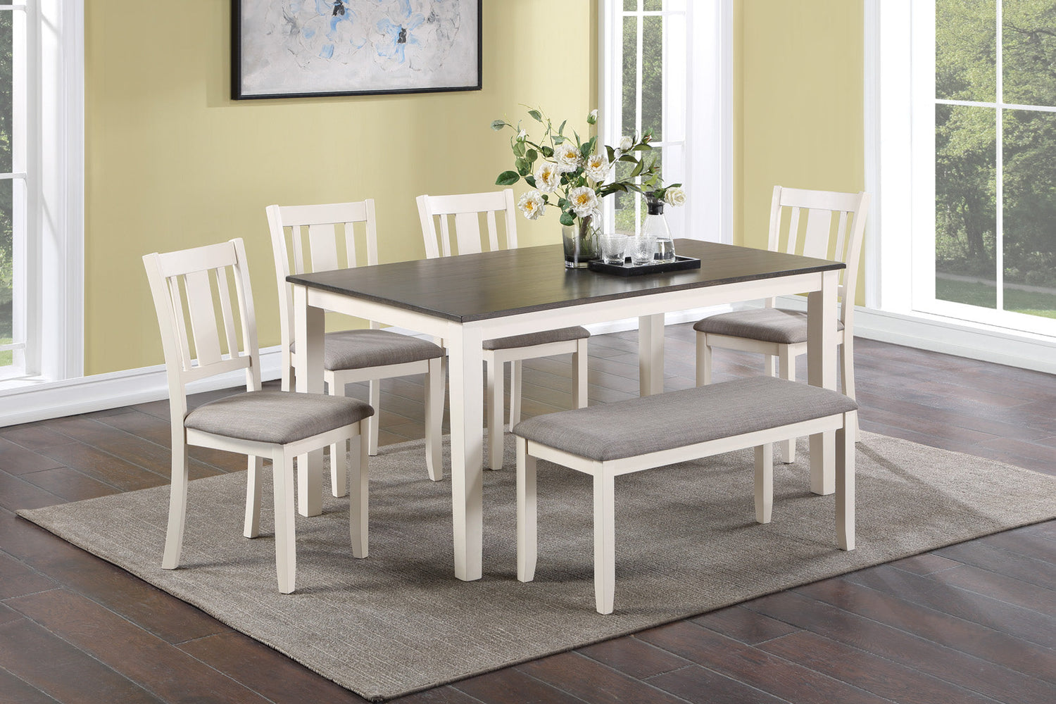 Rowan Chalk Gray 6-Piece Dining Set - 2263SET-CG - Bien Home Furniture &amp; Electronics