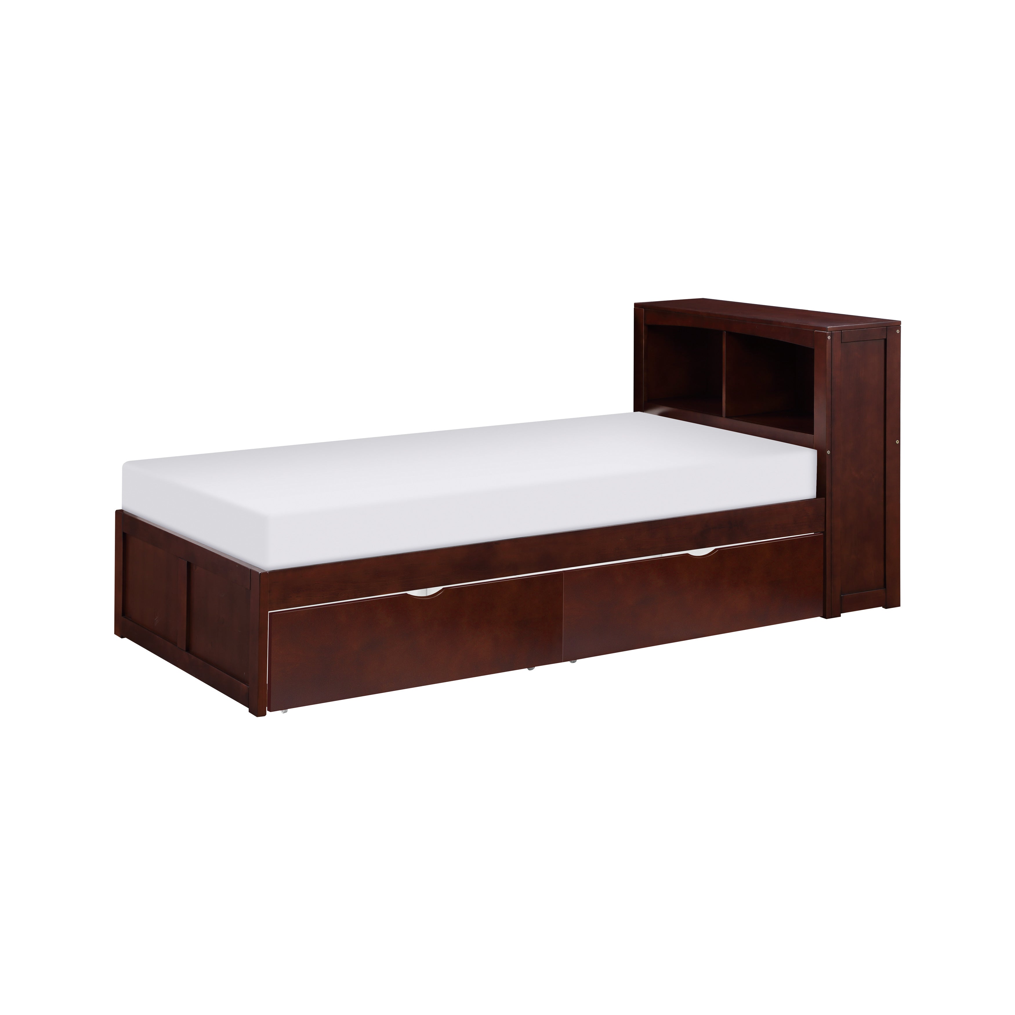 Rowe Dark Cherry Twin Bookcase Bed with Storage Boxes - SET | B2013BCDC-1 | B2013BCDC-2 | B2013DC-T - Bien Home Furniture &amp; Electronics