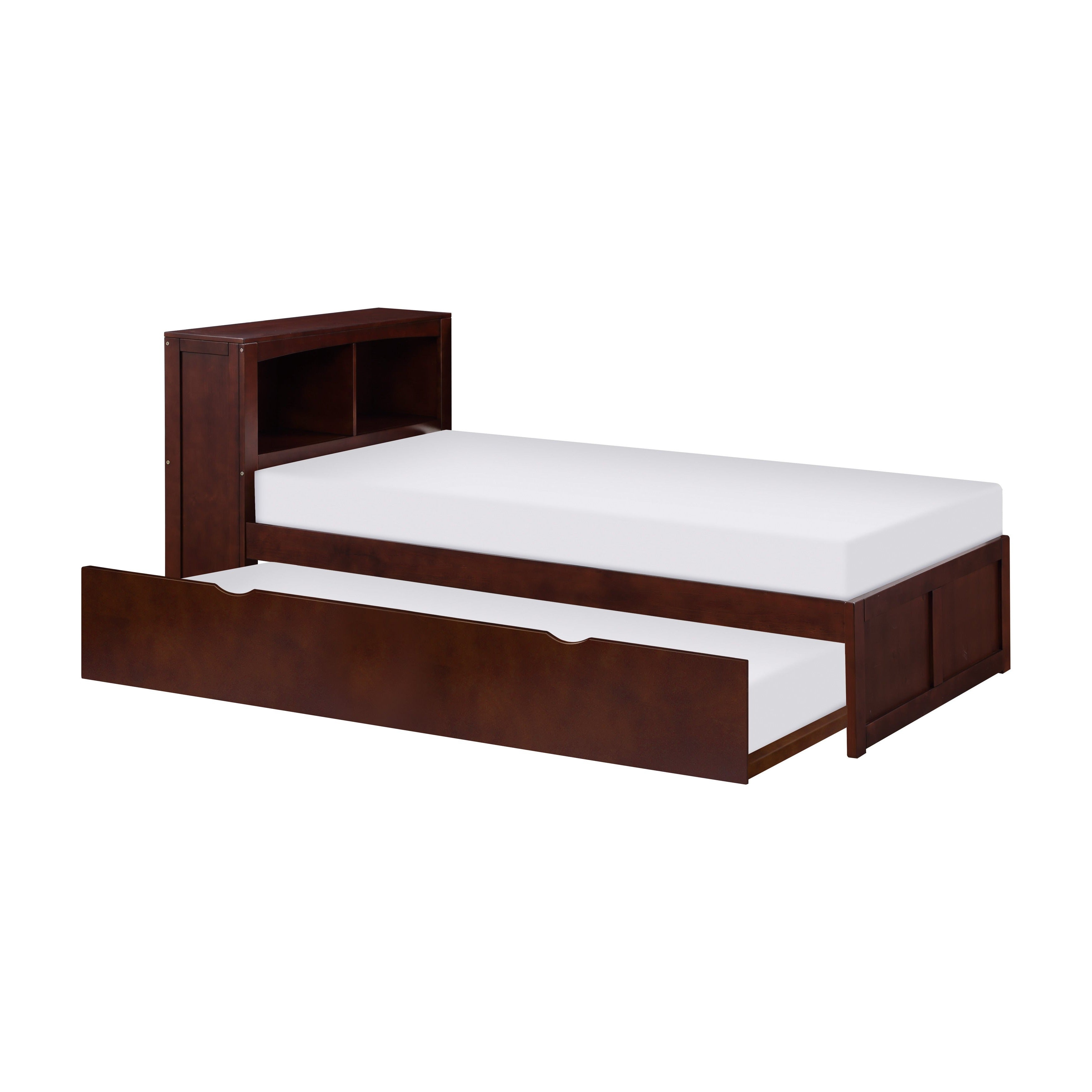Rowe Dark Cherry Twin Bookcase Bed with Twin Trundle - SET | B2013BCDC-1 | B2013BCDC-2 | B2013DC-R - Bien Home Furniture &amp; Electronics