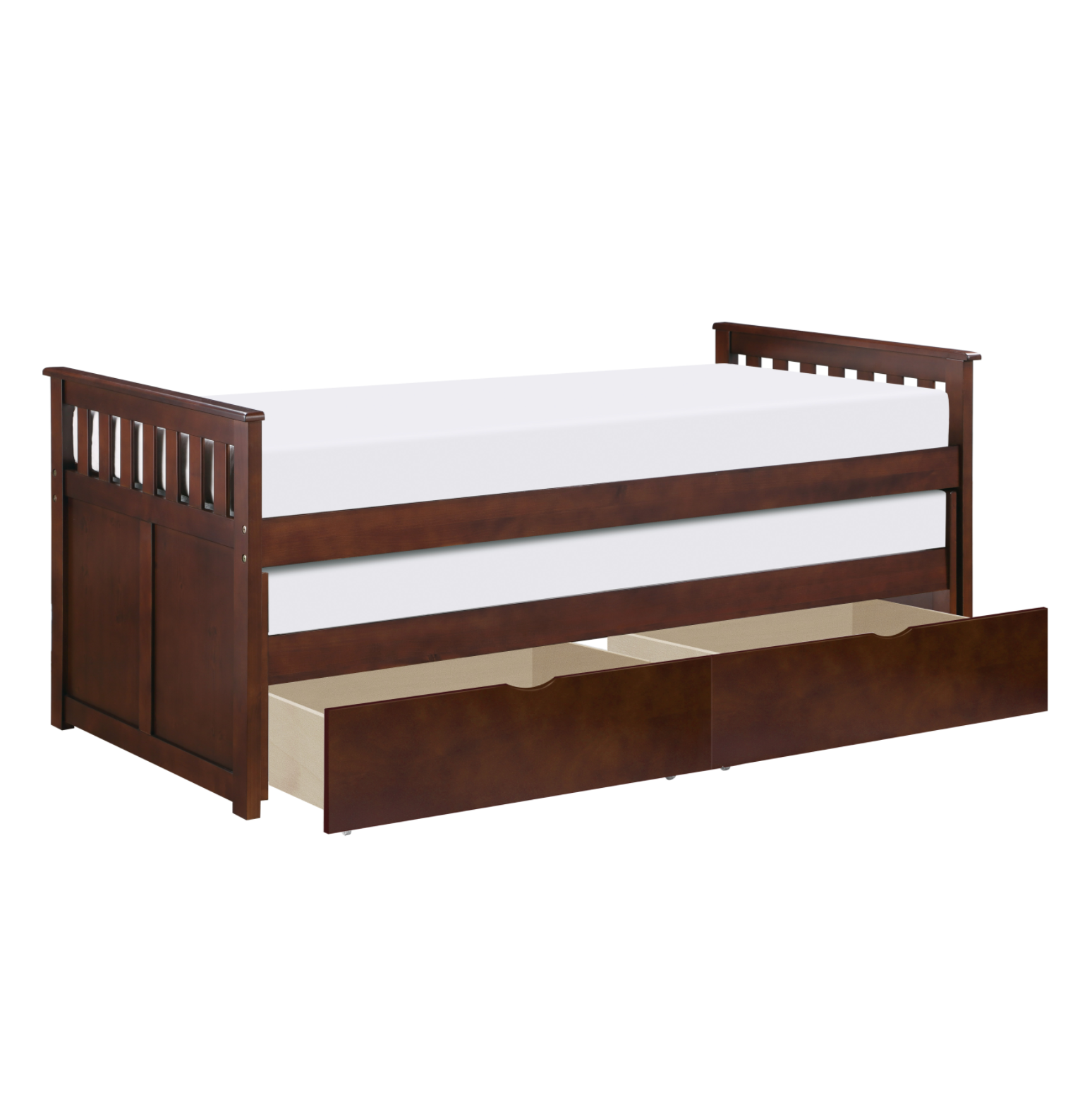 Rowe Dark Cherry Twin/Twin Bed with Storage Boxes - SET | B2013RTDC-1 | B2013RTDC-2 | B2013RTDC-SL | B2013DC-T - Bien Home Furniture &amp; Electronics