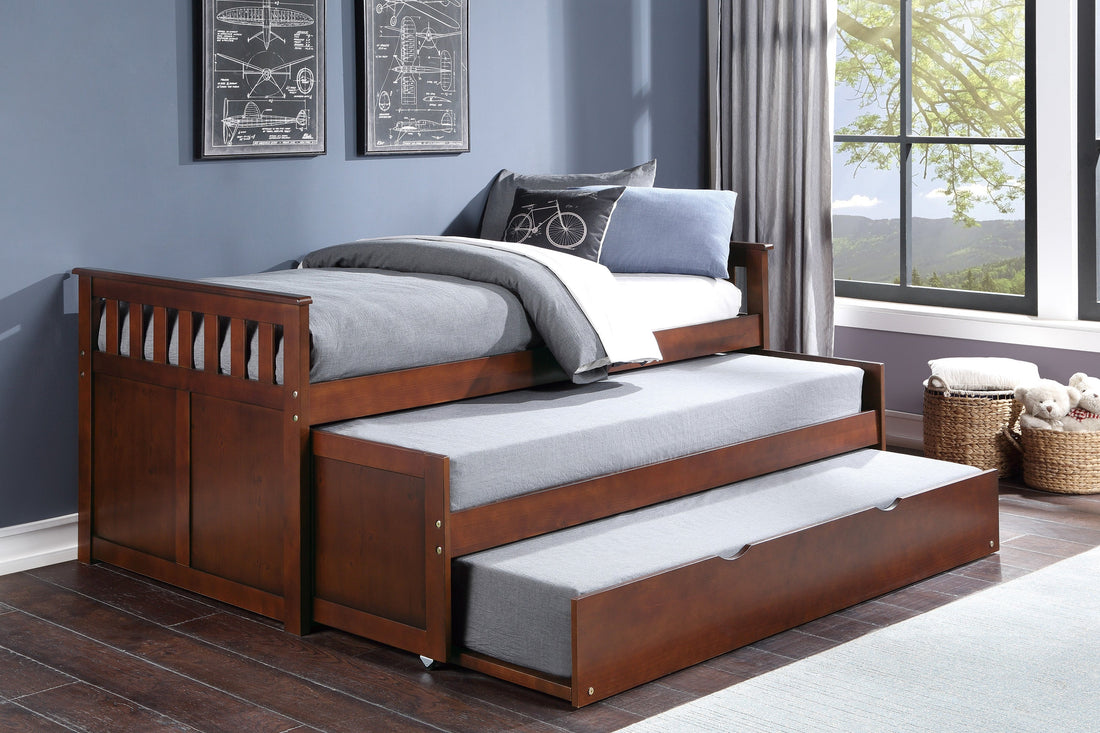 Rowe Dark Cherry Twin/Twin Bed with Twin Trundle - SET | B2013RTDC-1 | B2013RTDC-2 | B2013RTDC-SL | B2013DC-R - Bien Home Furniture &amp; Electronics