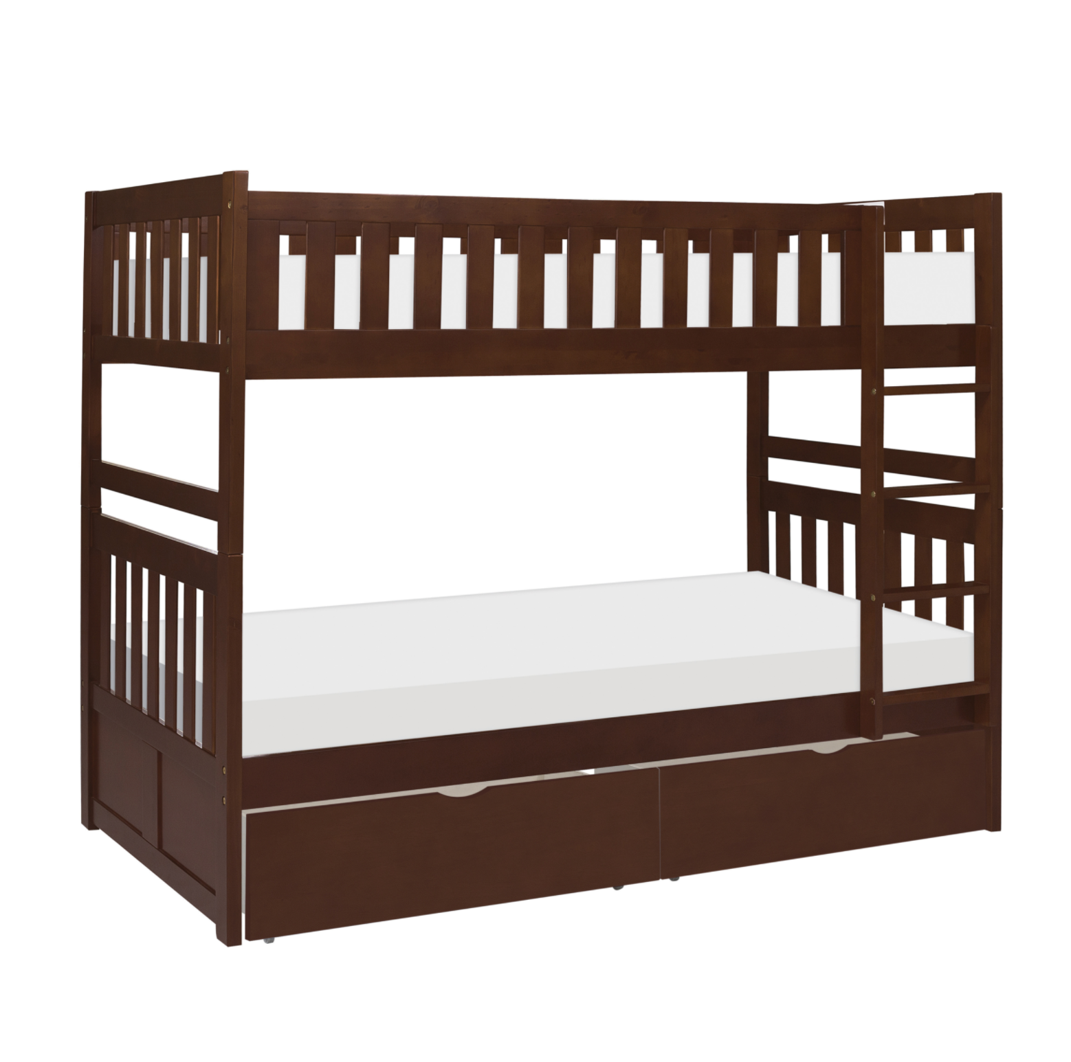 Rowe Dark Cherry Twin/Twin Bunk Bed with Storage Boxes - SET | B2013DC-1 | B2013DC-2 | B2013DC-SL | B2013DC-T - Bien Home Furniture &amp; Electronics