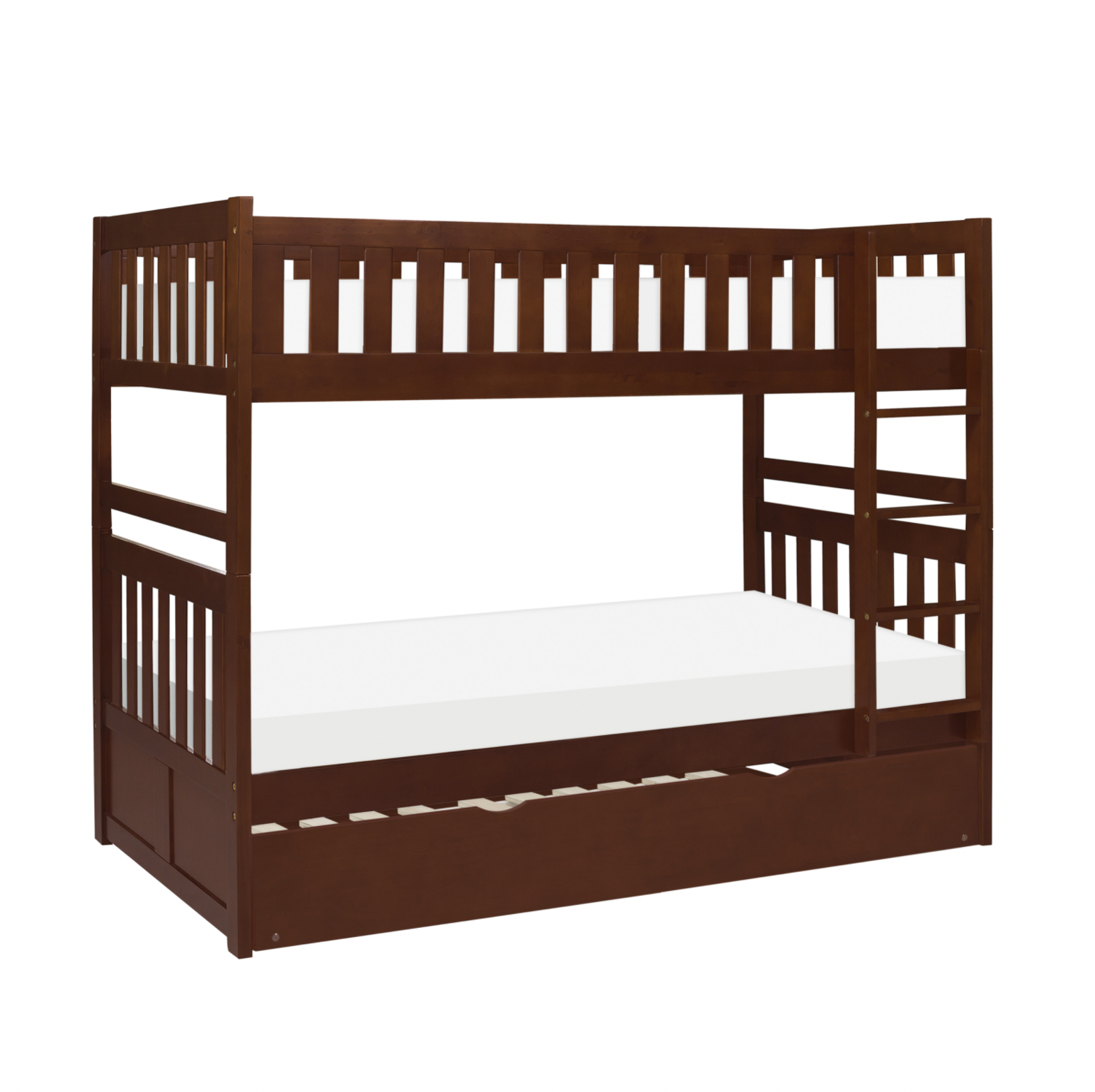 Rowe Dark Cherry Twin/Twin Bunk Bed with Twin Trundle - SET | B2013DC-1 | B2013DC-2 | B2013DC-SL | B2013DC-R - Bien Home Furniture &amp; Electronics