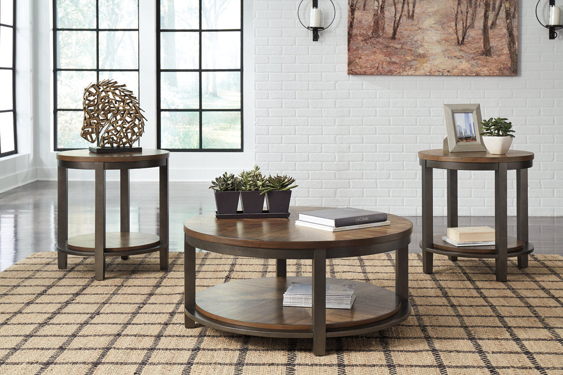 Roybeck Light Brown/Bronze Table, Set of 3 - T411-13 - Bien Home Furniture & Electronics
