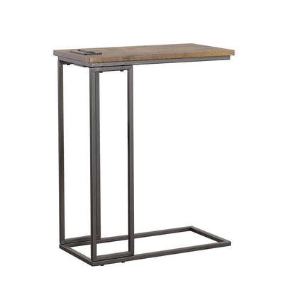 Rudy Snack Table with Power Outlet Gunmetal/Antique Brown - 935871 - Bien Home Furniture &amp; Electronics