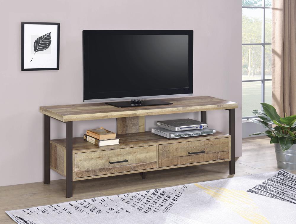 Ruston 59&quot; 2-Drawer TV Console Weathered Pine - 721881 - Bien Home Furniture &amp; Electronics