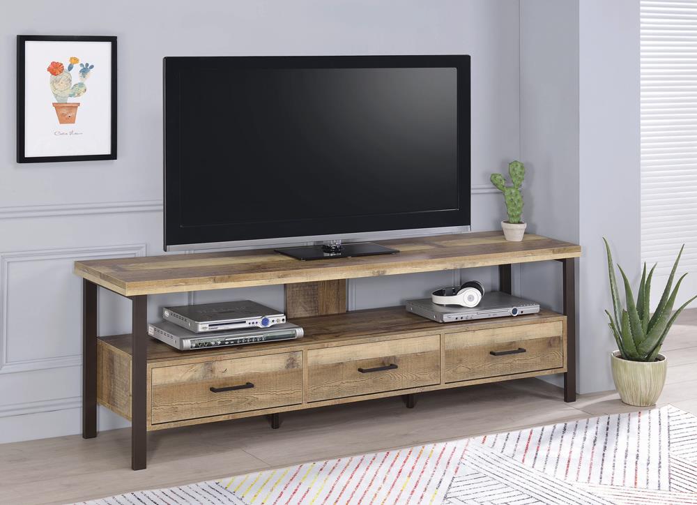 Ruston 71&quot; 3-Drawer TV Console Weathered Pine - 721891 - Bien Home Furniture &amp; Electronics