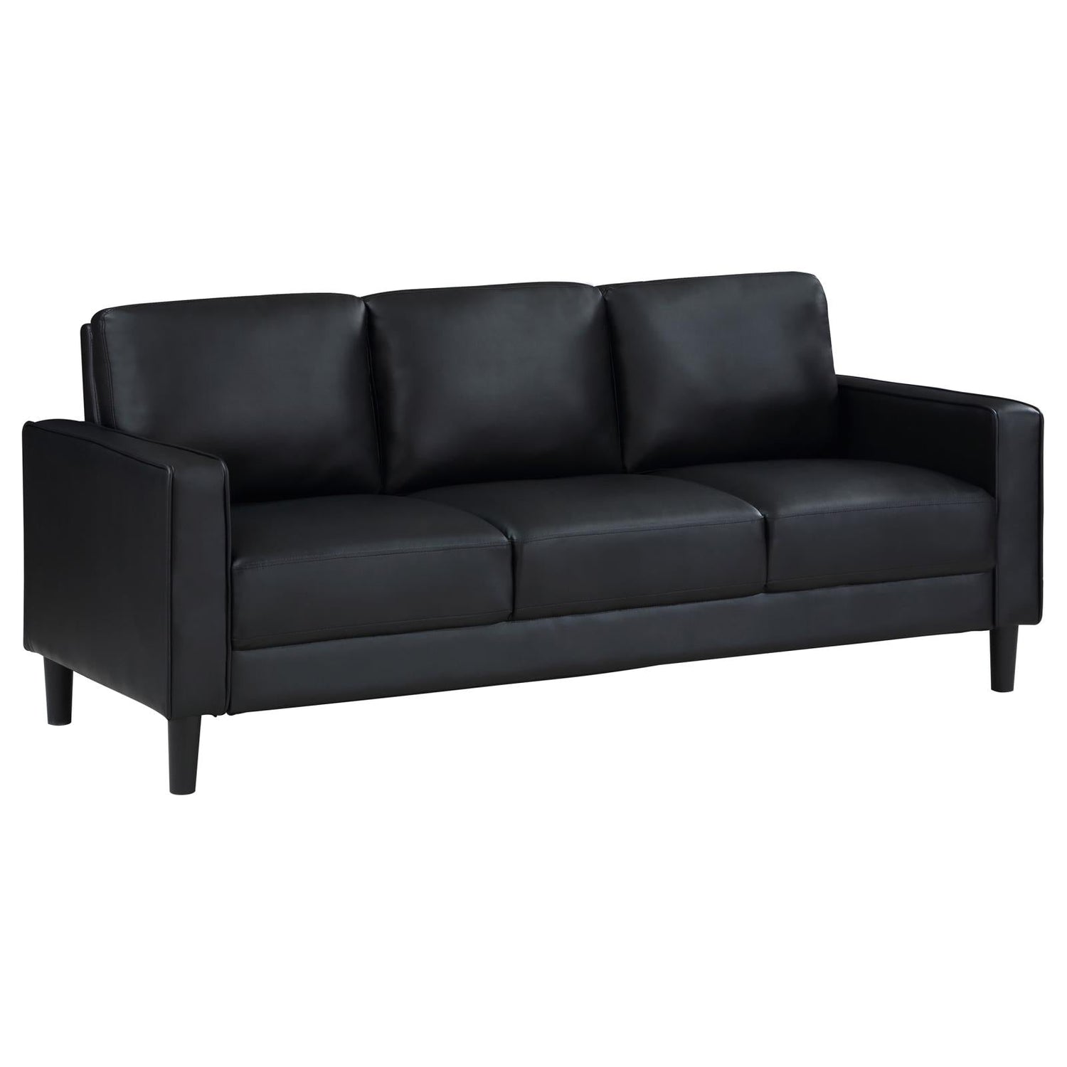 Ruth 2-piece Upholstered Track Arm Faux Leather Sofa Set Black - 508361-S2 - Bien Home Furniture &amp; Electronics