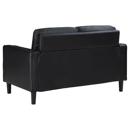 Ruth 2-piece Upholstered Track Arm Faux Leather Sofa Set Black - 508361-S2 - Bien Home Furniture &amp; Electronics