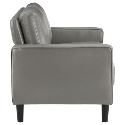 Ruth 2-piece Upholstered Track Arm Faux Leather Sofa Set Grey - 508365-S2 - Bien Home Furniture &amp; Electronics