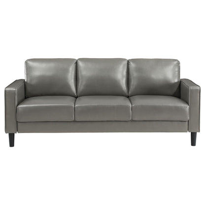 Ruth 2-piece Upholstered Track Arm Faux Leather Sofa Set Grey - 508365-S2 - Bien Home Furniture &amp; Electronics
