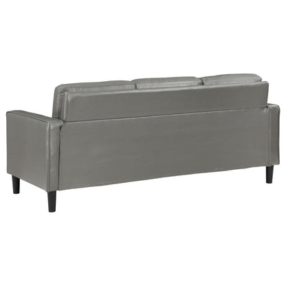 Ruth 2-piece Upholstered Track Arm Faux Leather Sofa Set Grey - 508365-S2 - Bien Home Furniture &amp; Electronics