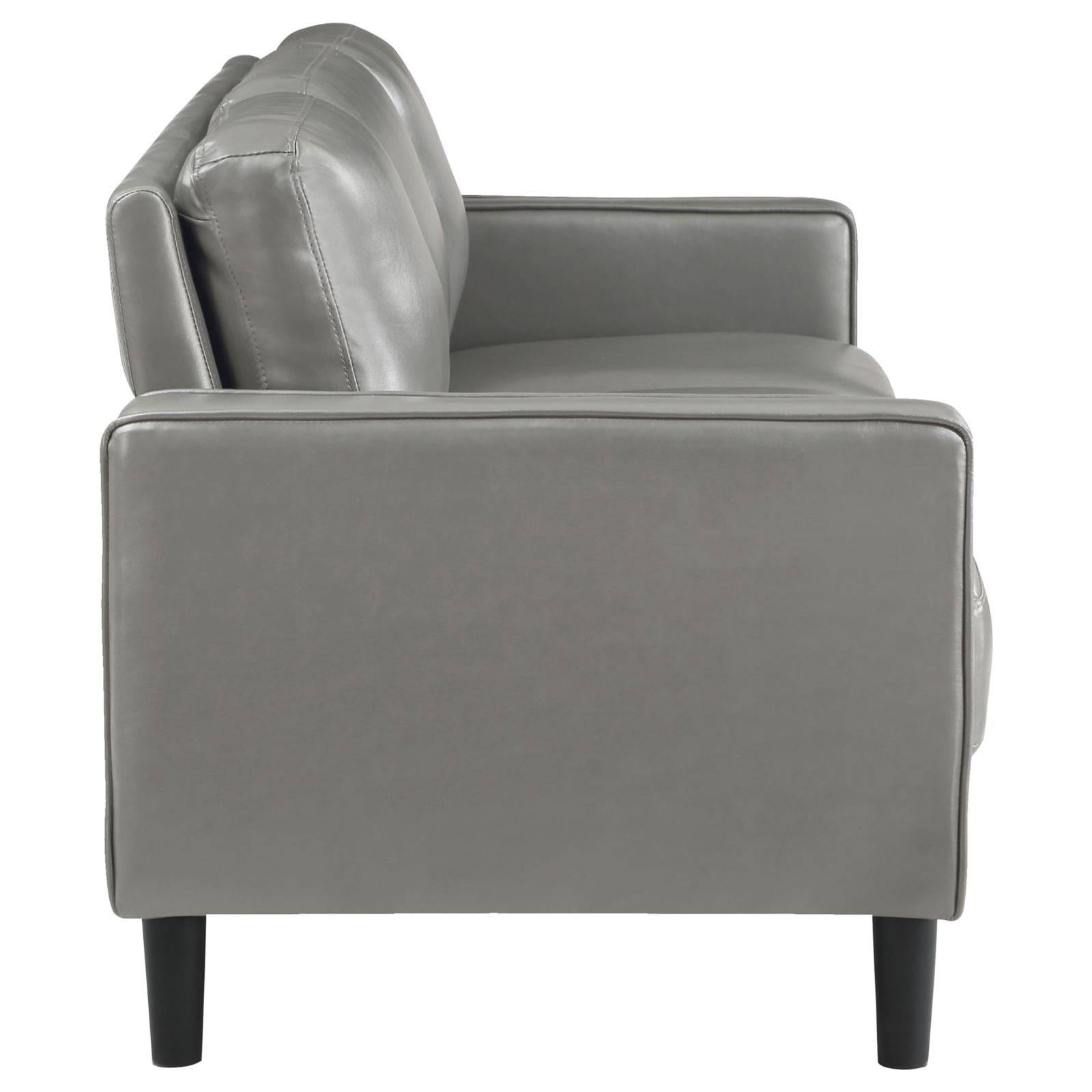 Ruth 2-piece Upholstered Track Arm Faux Leather Sofa Set Grey - 508365-S2 - Bien Home Furniture &amp; Electronics