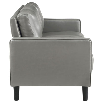 Ruth 2-piece Upholstered Track Arm Faux Leather Sofa Set Grey - 508365-S2 - Bien Home Furniture &amp; Electronics