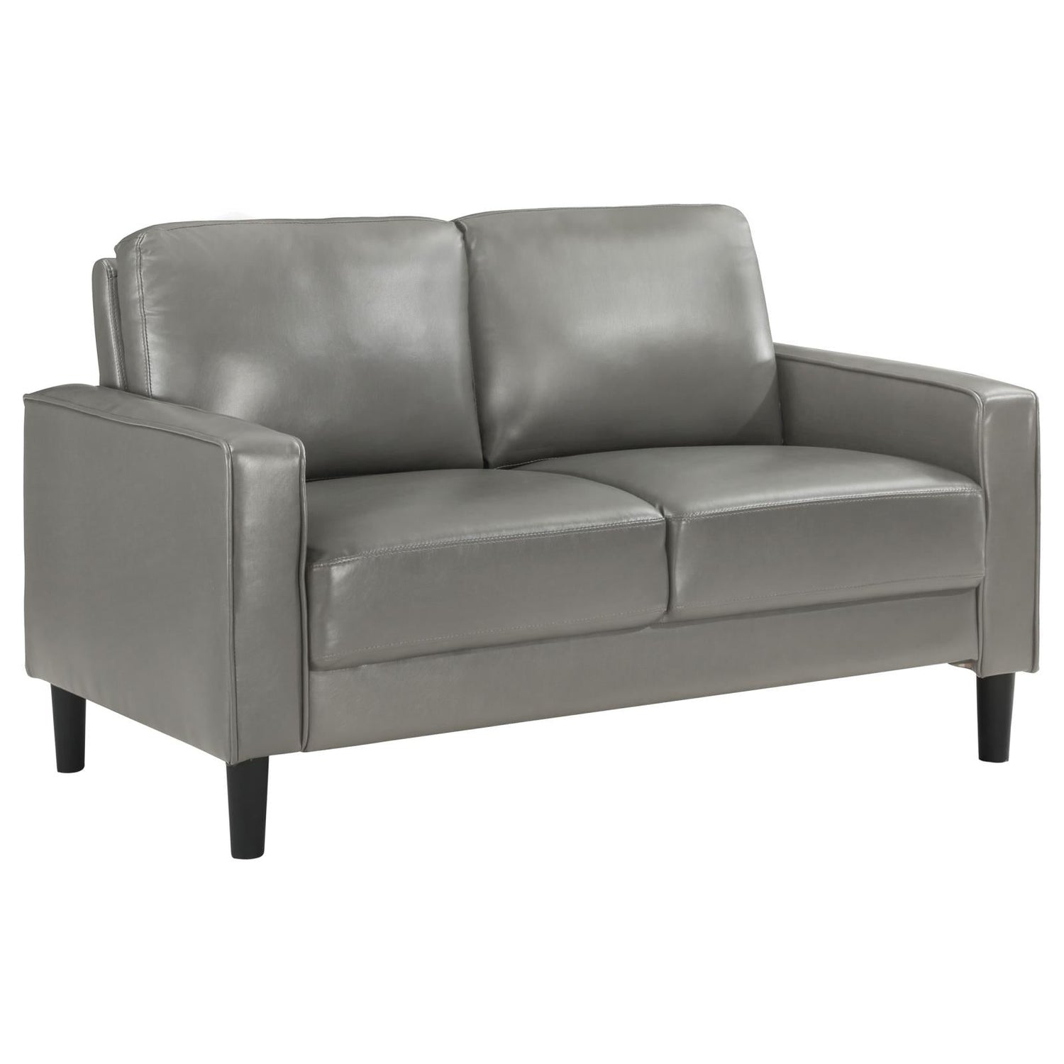 Ruth 2-piece Upholstered Track Arm Faux Leather Sofa Set Grey - 508365-S2 - Bien Home Furniture &amp; Electronics