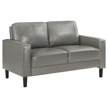 Ruth 2-piece Upholstered Track Arm Faux Leather Sofa Set Grey - 508365-S2 - Bien Home Furniture &amp; Electronics