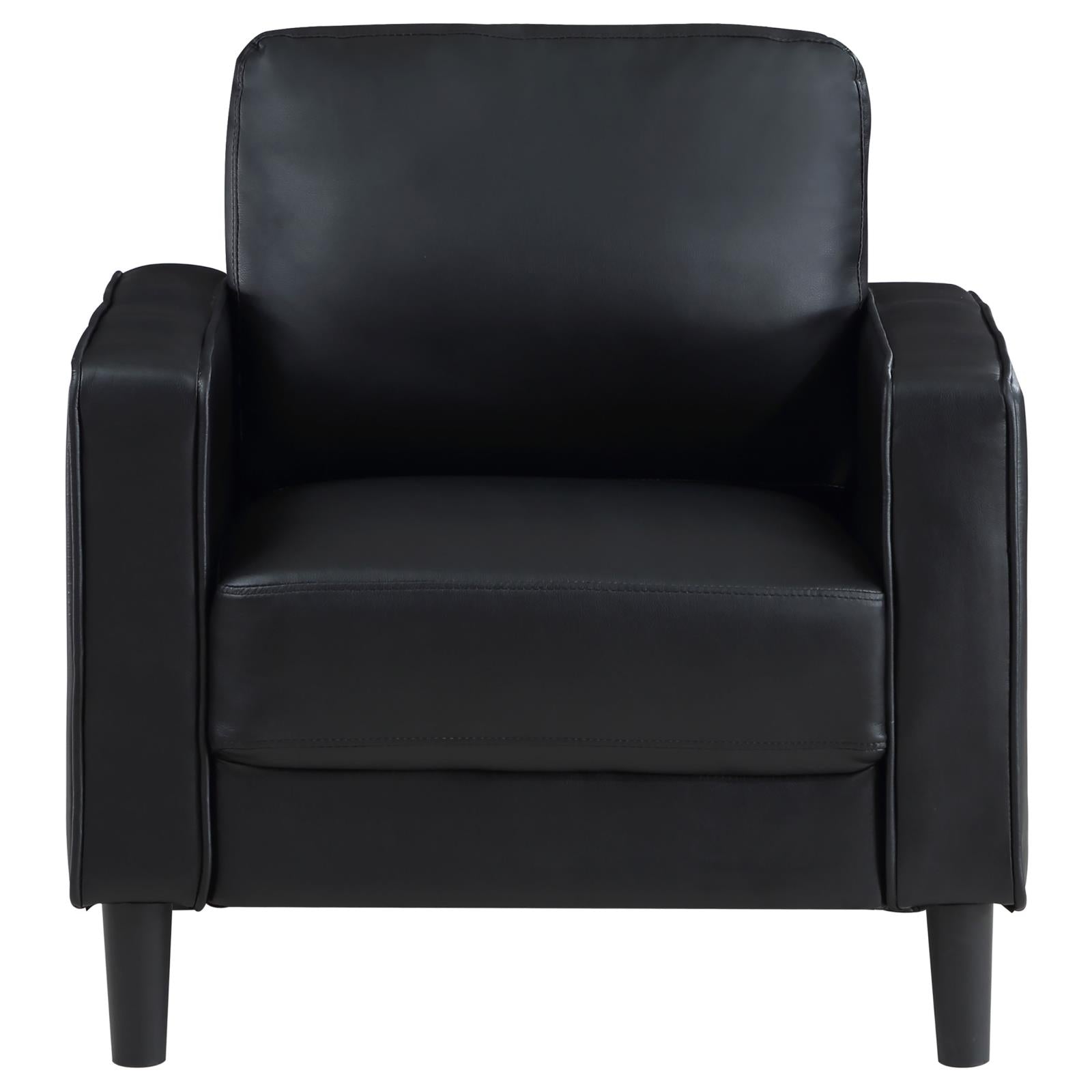 Ruth 3-piece Upholstered Track Arm Faux Leather Sofa Set Black - 508361-S3 - Bien Home Furniture &amp; Electronics