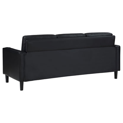 Ruth 3-piece Upholstered Track Arm Faux Leather Sofa Set Black - 508361-S3 - Bien Home Furniture &amp; Electronics